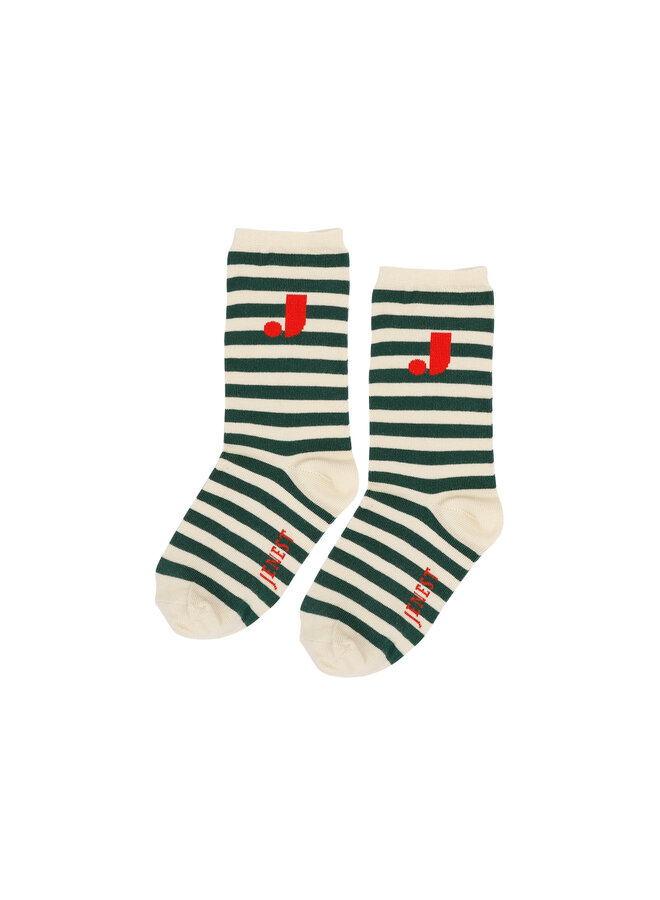 J stripe socks - Offwhite green