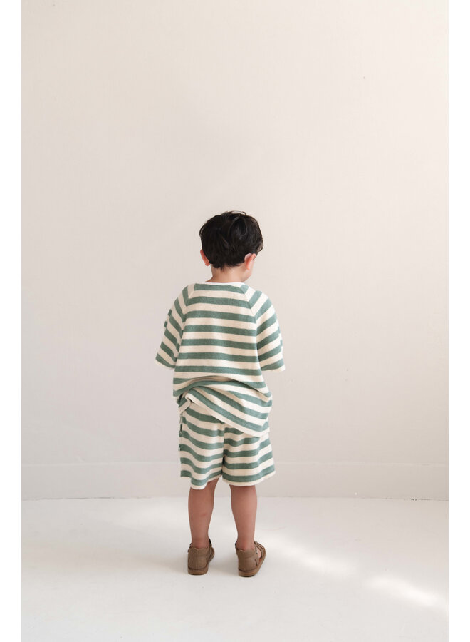 Jenest - To t-shirt - Sage green off white stripe