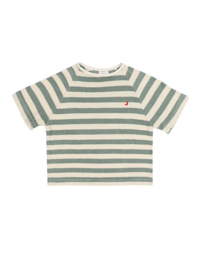 To t-shirt - Sage green off white stripe
