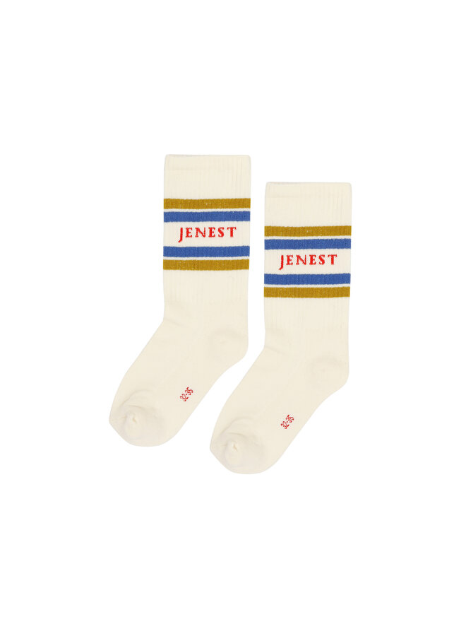 Jenest - Jenest sport socks - Off white blue gold