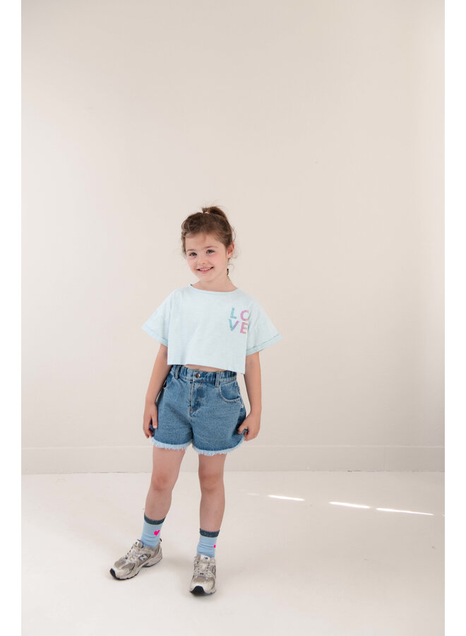 Jenest - Lizzy cropped t-shirt - Water blue