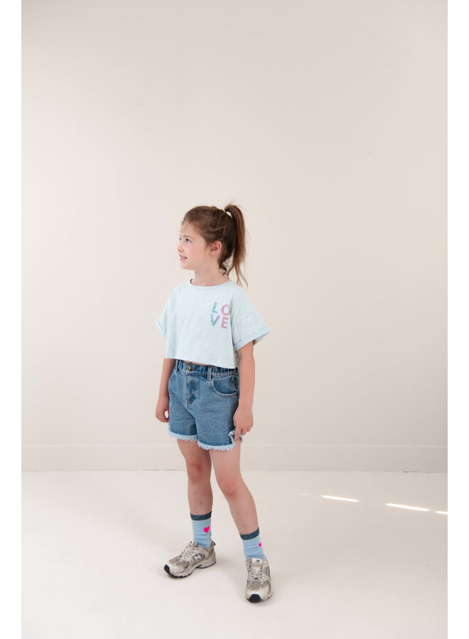 Jenest - Lizzy cropped t-shirt - Water blue