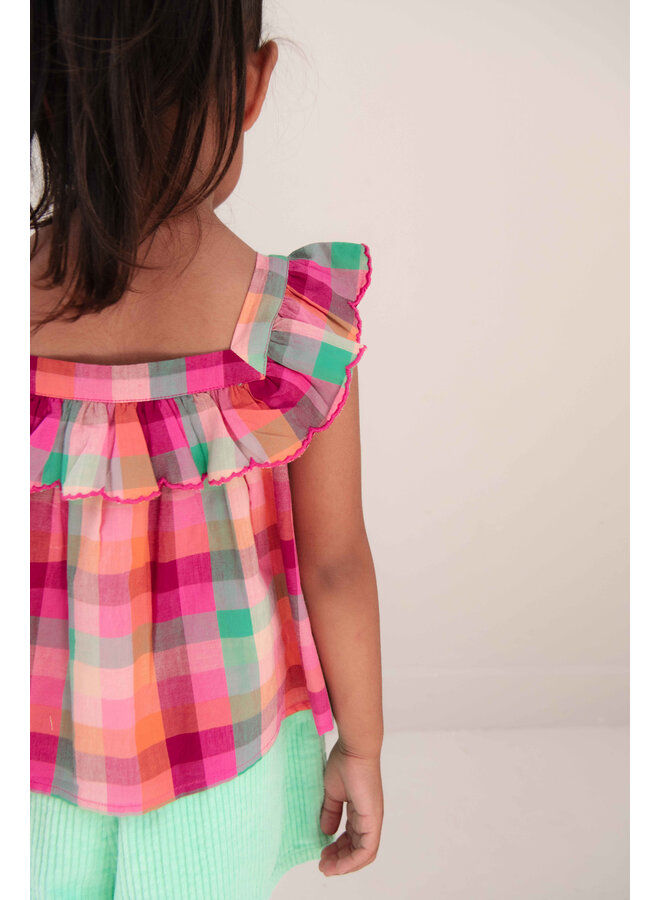 Jenest - Didi top - Fuchsia multi check