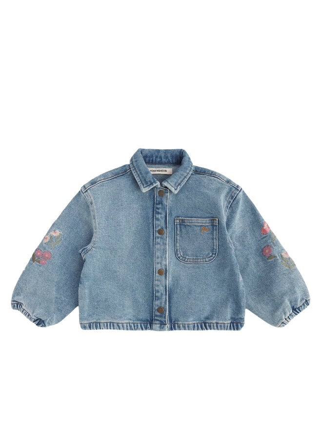Your Wishes - Stretch denim embroidery jacket - Blue tint