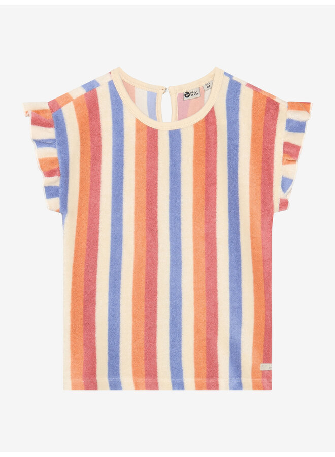 Daily7 - T-shirt terry striped - Heather rose