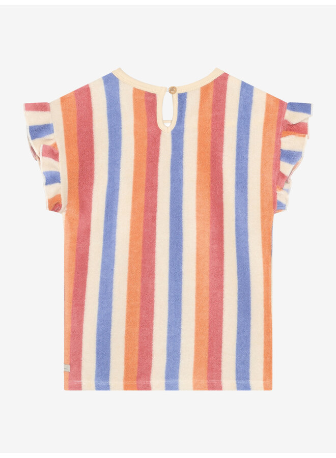 Daily7 - T-shirt terry striped - Heather rose
