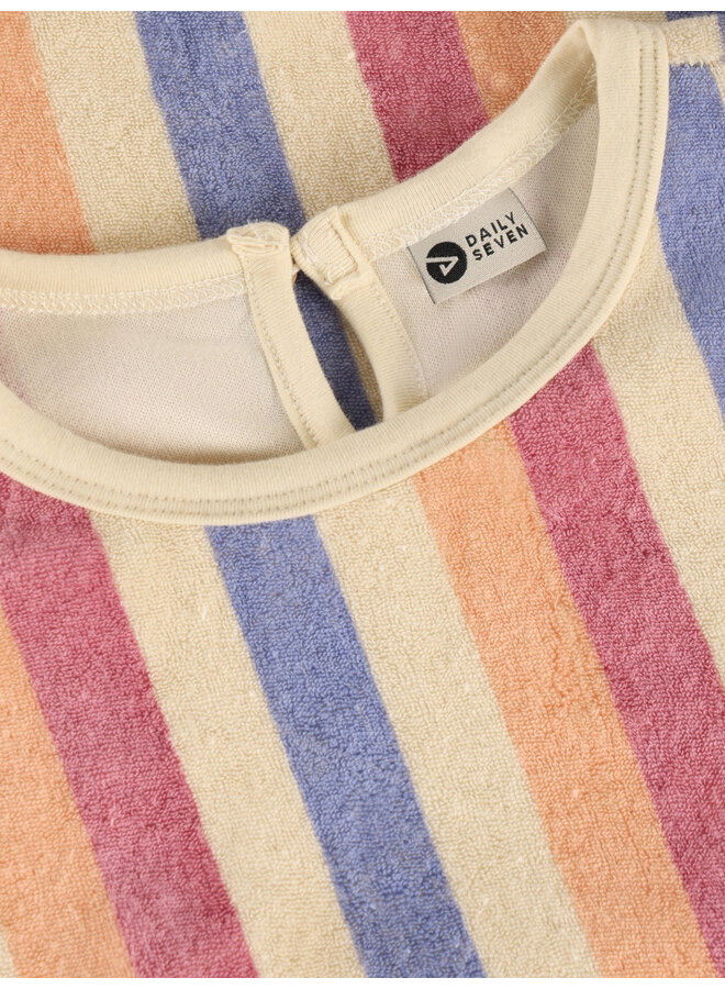 Daily7 - T-shirt terry striped - Heather rose