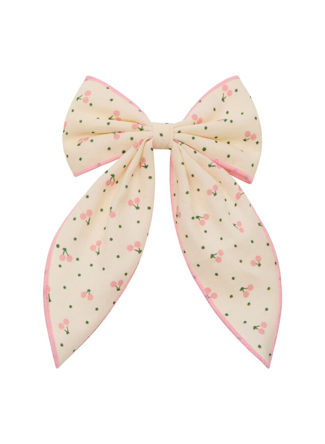 Cherry print bow - Cream