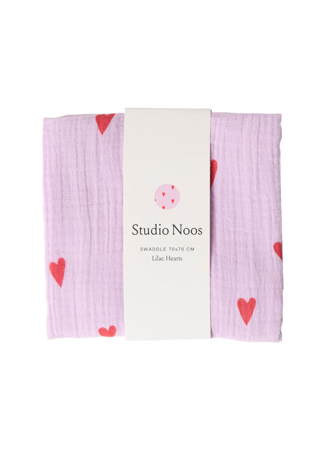 Studio Noos - Swaddle print medium - Purple hearts