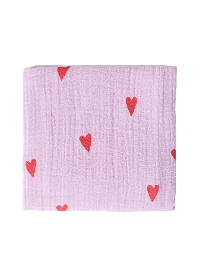 Studio Noos - Swaddle print medium - Purple hearts