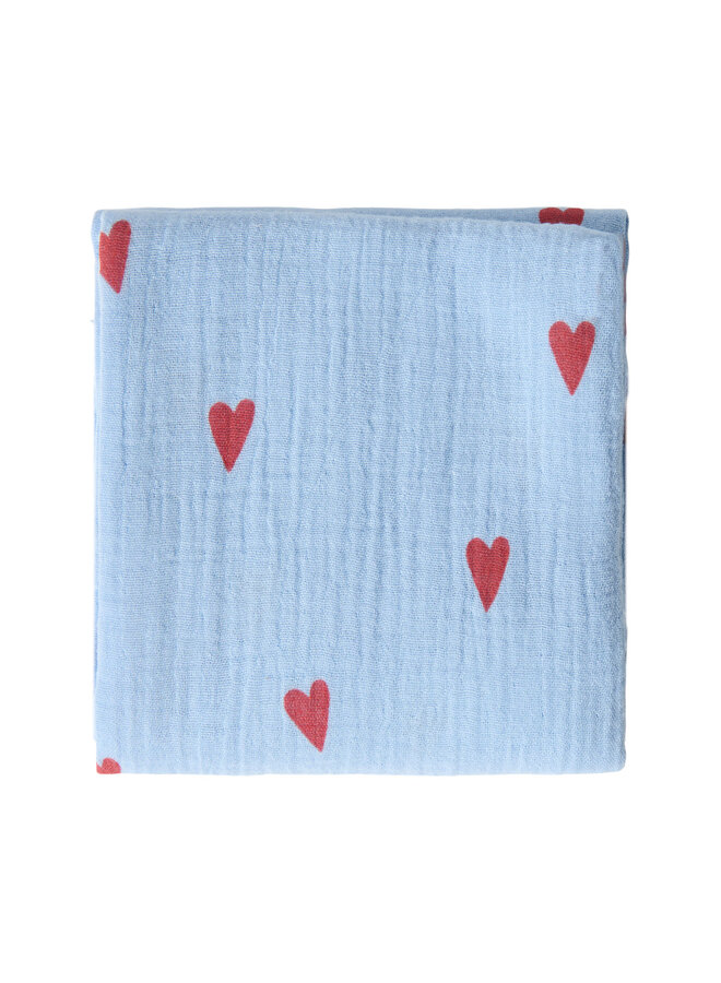 Studio Noos - Swaddle print medium - Light blue hearts