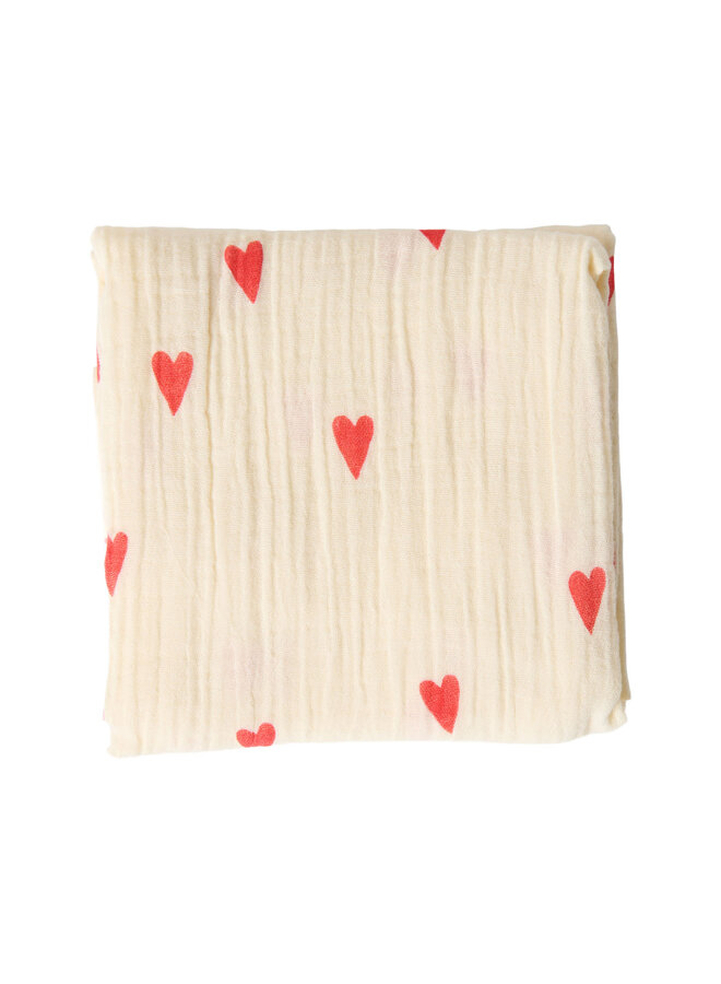 Studio Noos - Swaddle print medium - Beige hearts