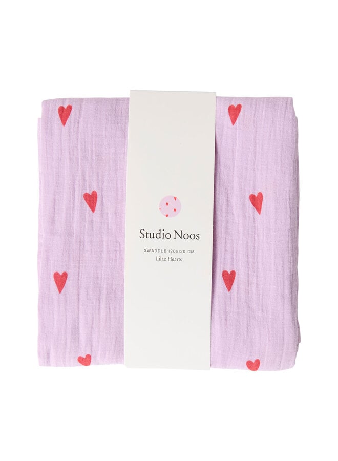 Swaddle print large - Purple hearts