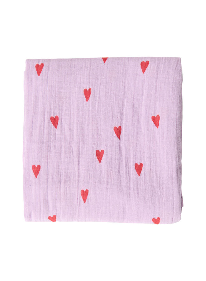 Studio Noos - Swaddle print large - Purple hearts