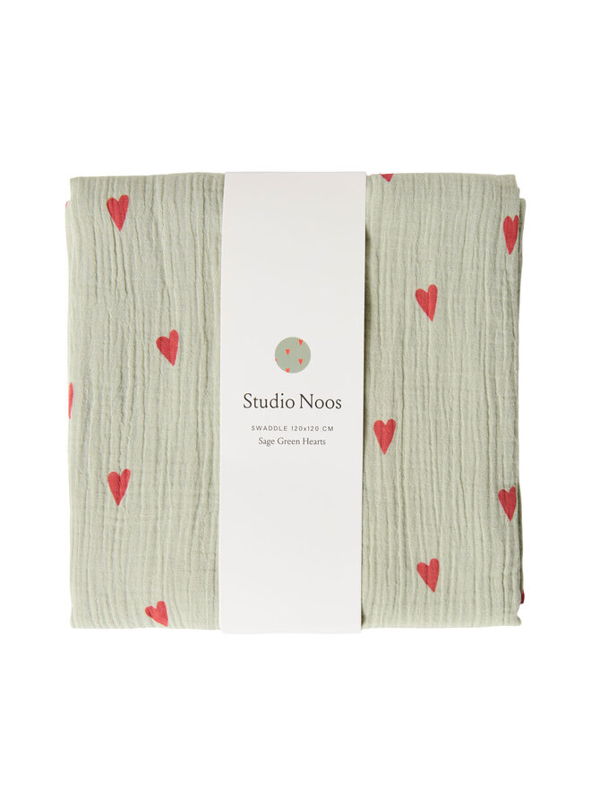 Swaddle print large - Green hearts