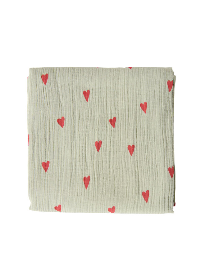 Studio Noos - Swaddle print large - Green hearts