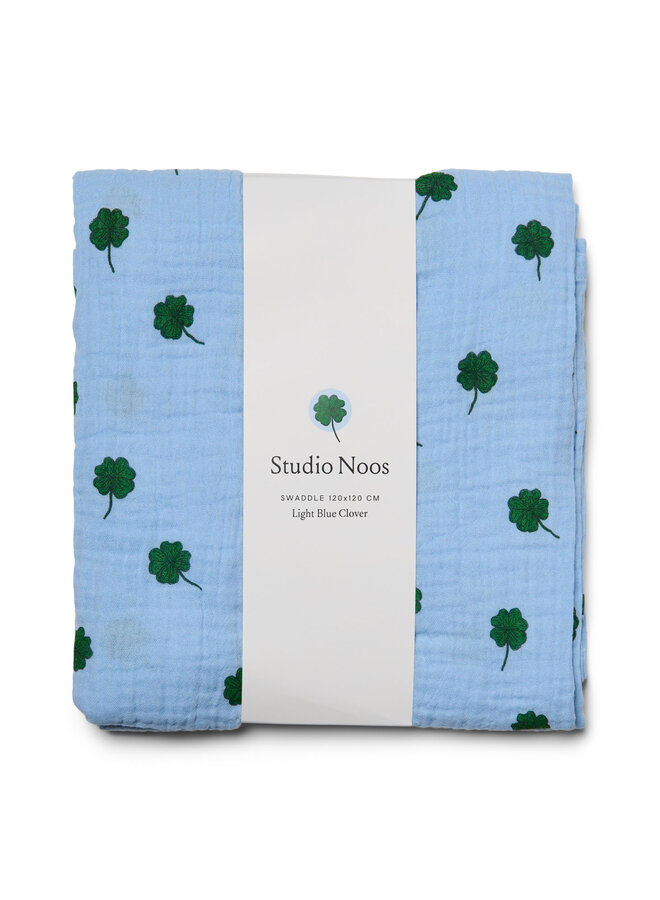 Swaddle print large - Light blue clover