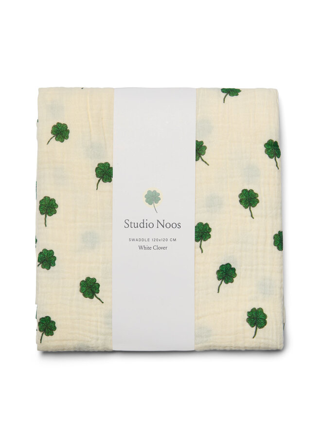 Swaddle print large - White clover