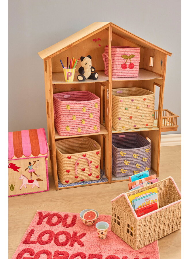 rice - Raffia opbergmand - Stippen