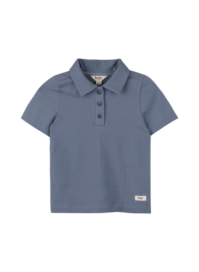 Leslie x Baje Studio - Mason shortsleeve polo - Blue stone