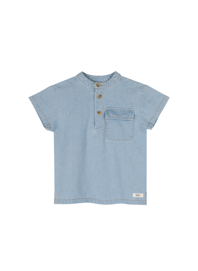 Leslie x Baje Studio - Maas blouse shortsleeve - Blue denim