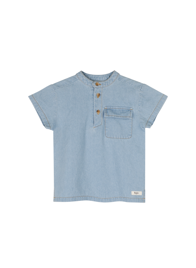 Maas blouse shortsleeve - Blue denim