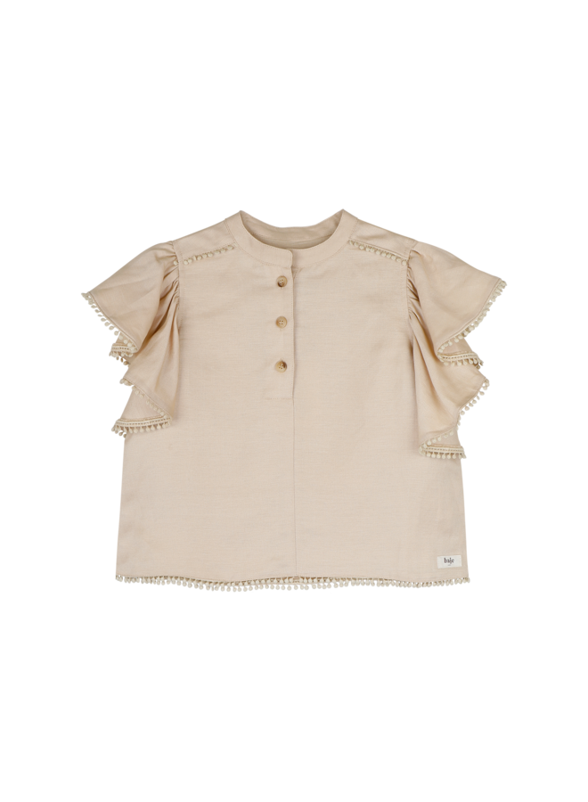 Baje Studio - Coria blouse shortsleeve - Creme fawn