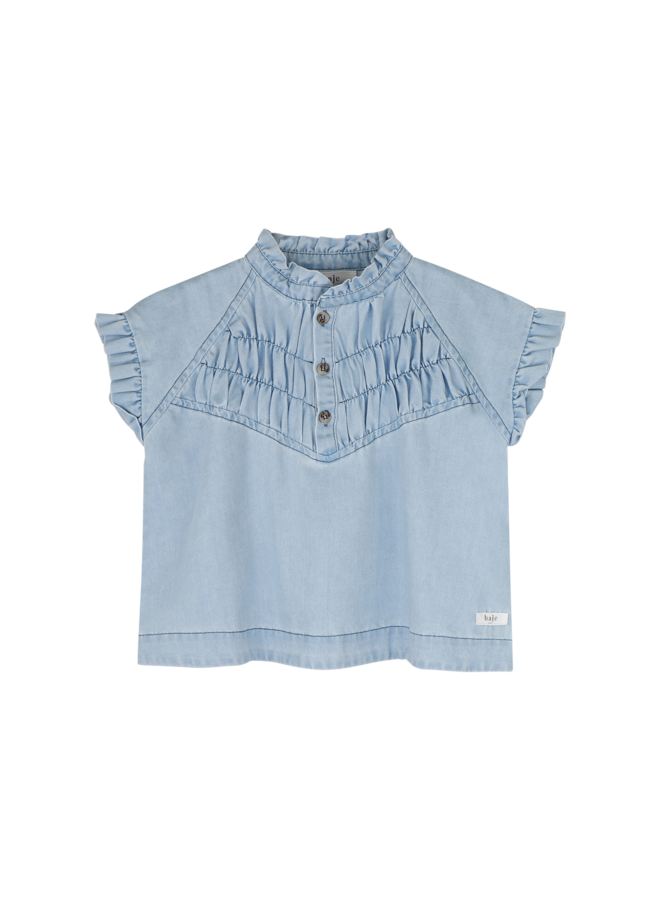 Robin blouse shortsleeve - Blue denim light