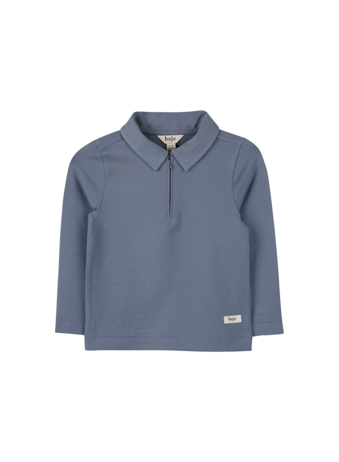 Leslie x Baje Studio - Muck shortsleeve polo - Blue stone