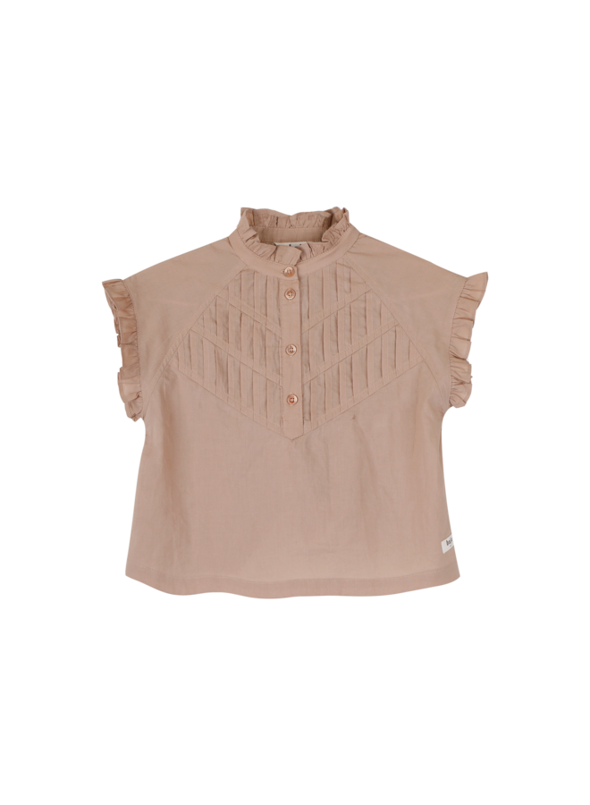 Moia blouse shortsleeve - Rose cafe