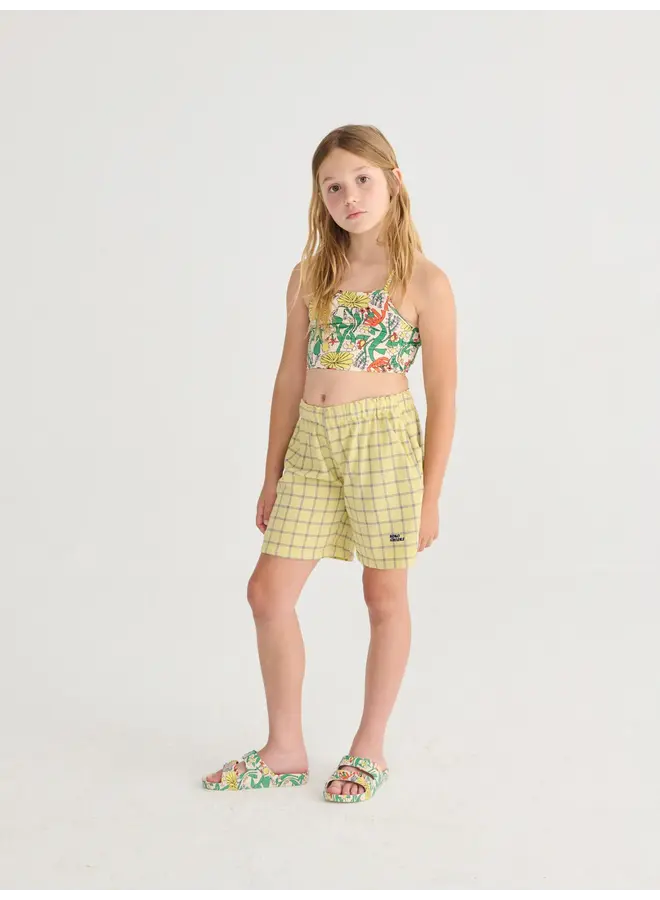 Bobo Choses - Spicy window pane woven bermuda shorts - Yellow