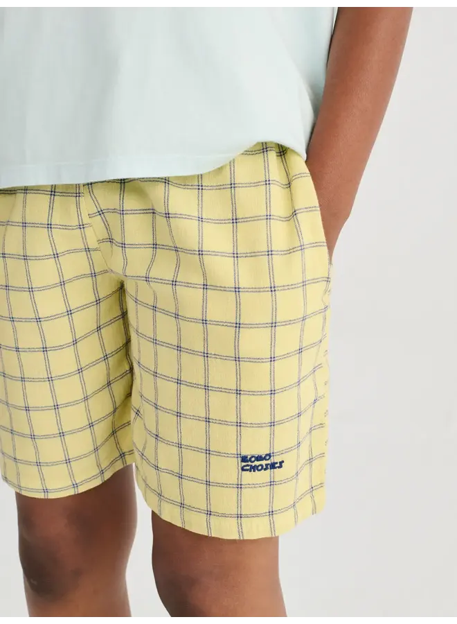 Bobo Choses - Spicy window pane woven bermuda shorts - Yellow