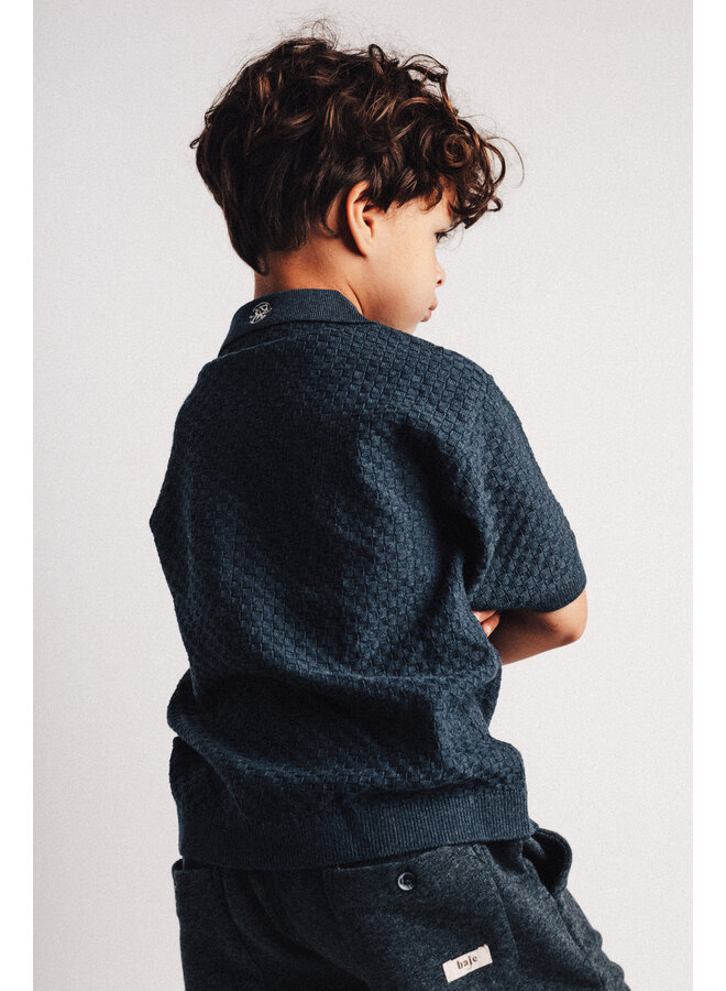 Leslie x Baje Studio - Milo shortsleeve polo - Blue dark