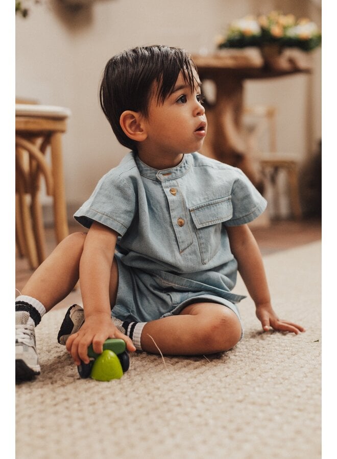 Leslie x Baje Studio - Maas blouse shortsleeve - Blue denim