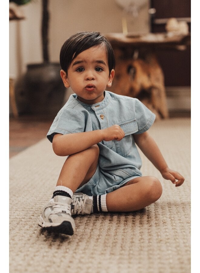 Leslie x Baje Studio - Maas blouse shortsleeve - Blue denim