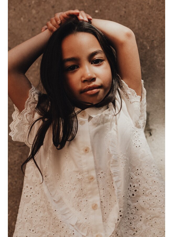 Baje Studio - Louni blouse shortsleeve - Off-white