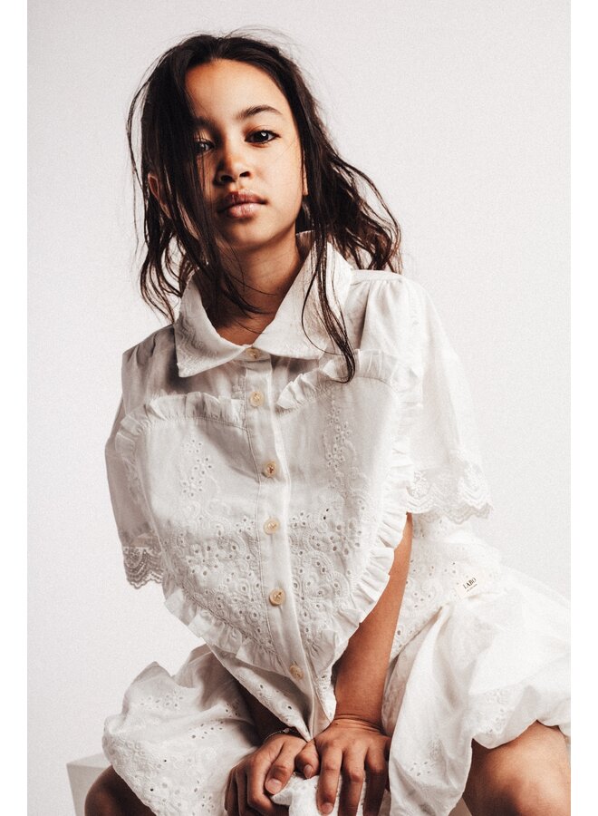 Baje Studio - Louni blouse shortsleeve - Off-white