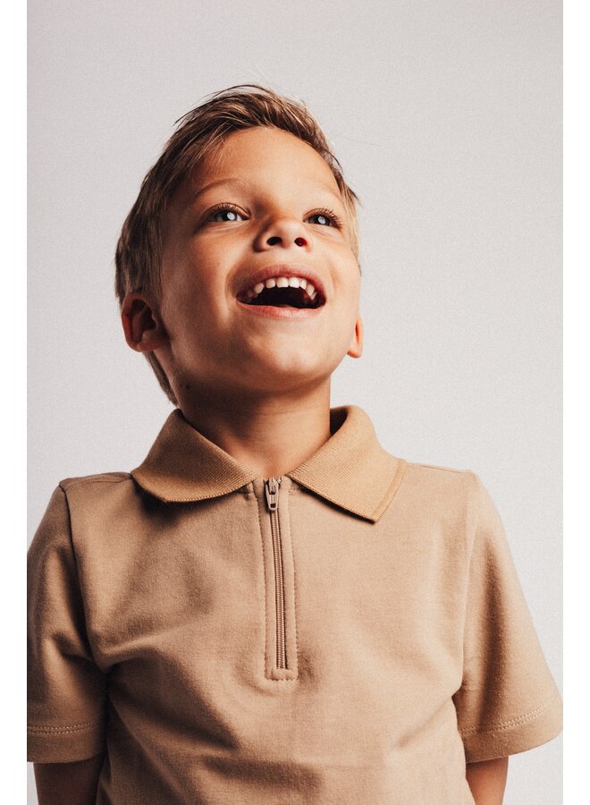 Baje Studio - Hervas shortsleeve polo - Taupe cafe