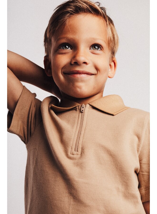 Baje Studio - Hervas shortsleeve polo - Taupe cafe