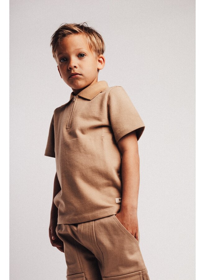 Baje Studio - Hervas shortsleeve polo - Taupe cafe