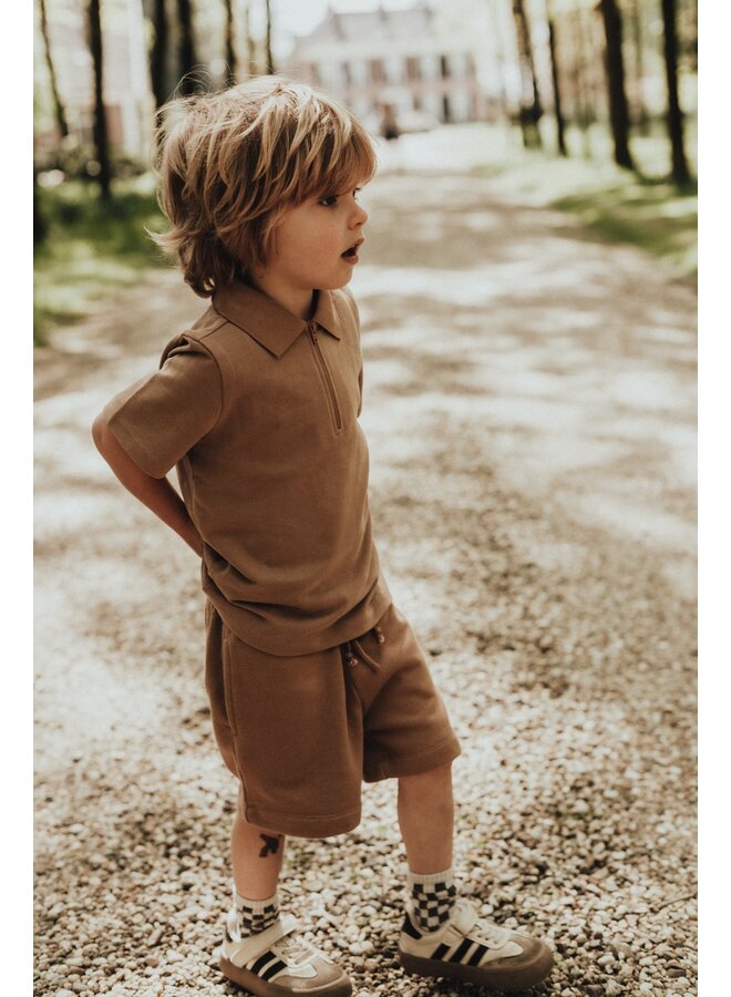 Baje Studio - Hervas shortsleeve polo - Brown coconut