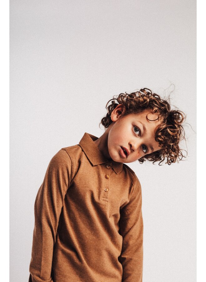 Baje Studio - Elx longsleeve polo - Brown coconut