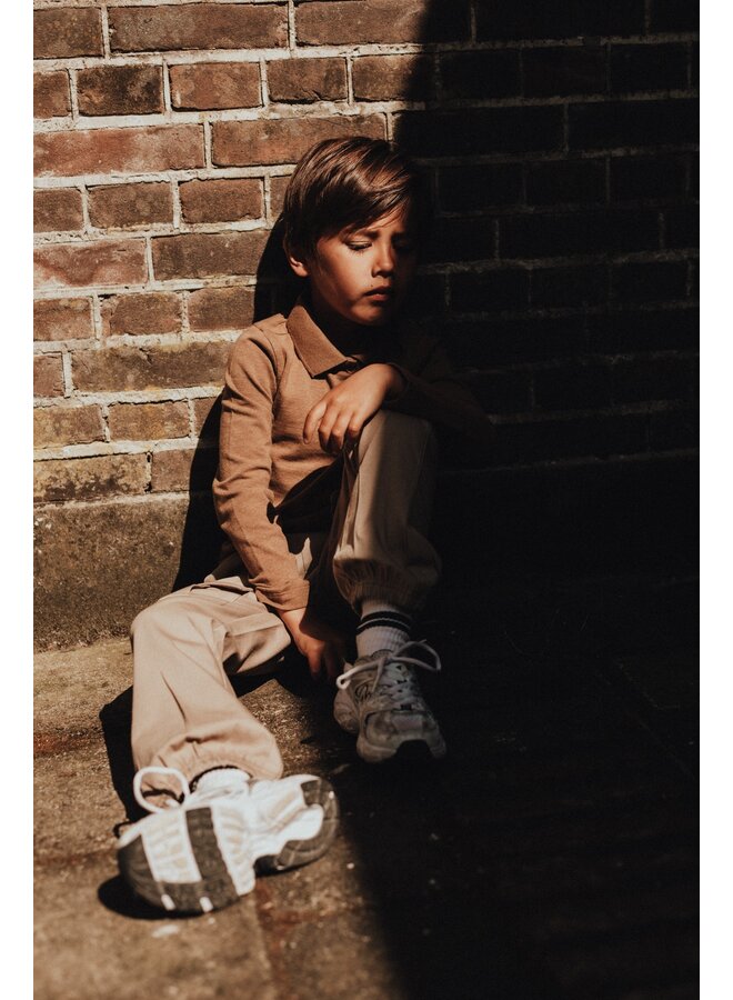 Baje Studio - Elx longsleeve polo - Brown coconut