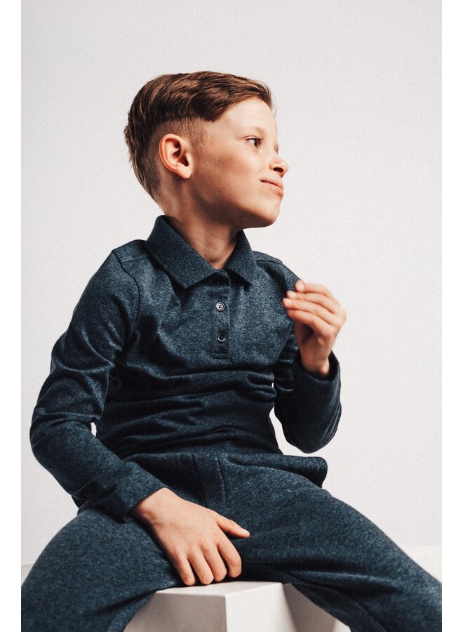 Baje Studio - Elx longsleeve polo - Blue dark