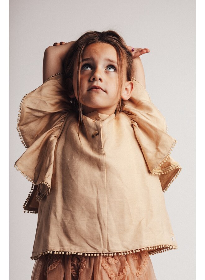 Baje Studio - Coria blouse shortsleeve - Creme fawn