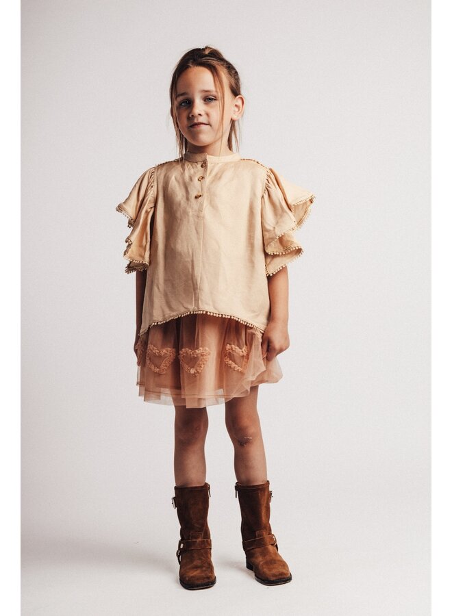 Baje Studio - Coria blouse shortsleeve - Creme fawn