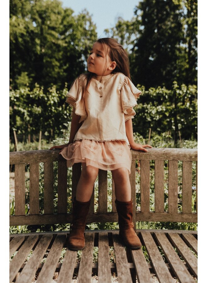 Baje Studio - Coria blouse shortsleeve - Creme fawn