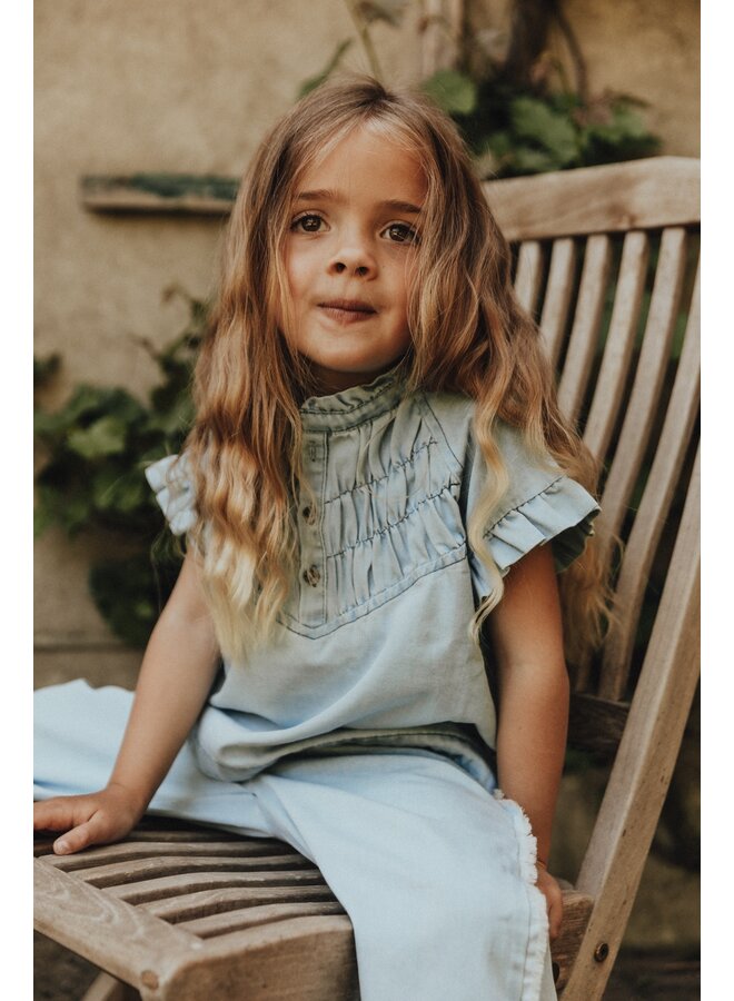 Baje Studio - Robin blouse shortsleeve - Blue denim light