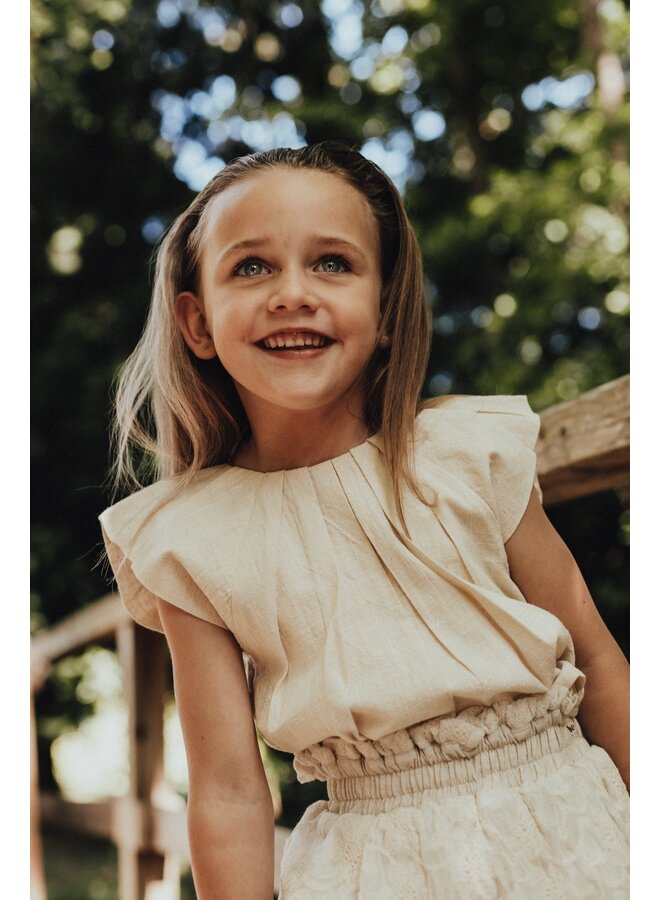 Baje Studio - Moire blouse shortsleeve - Beige