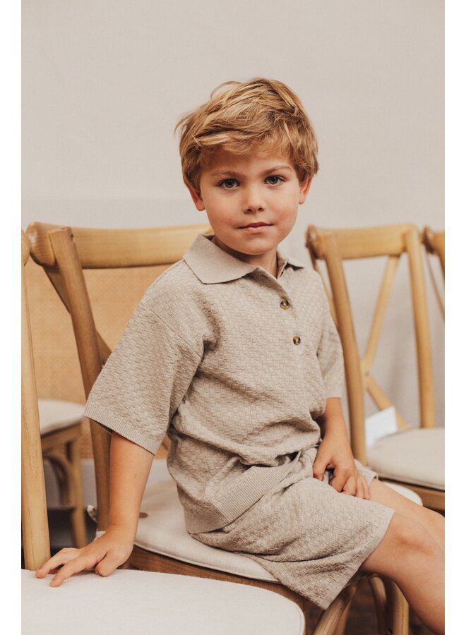 Leslie x Baje Studio - Milo shortsleeve polo - Taupe gray